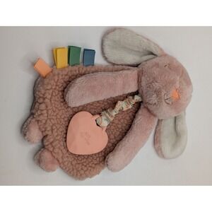 Itzy Ritzy Ritzy Pal Pink Bunny Lovey Plush Sensory Toy with Silicone Teether